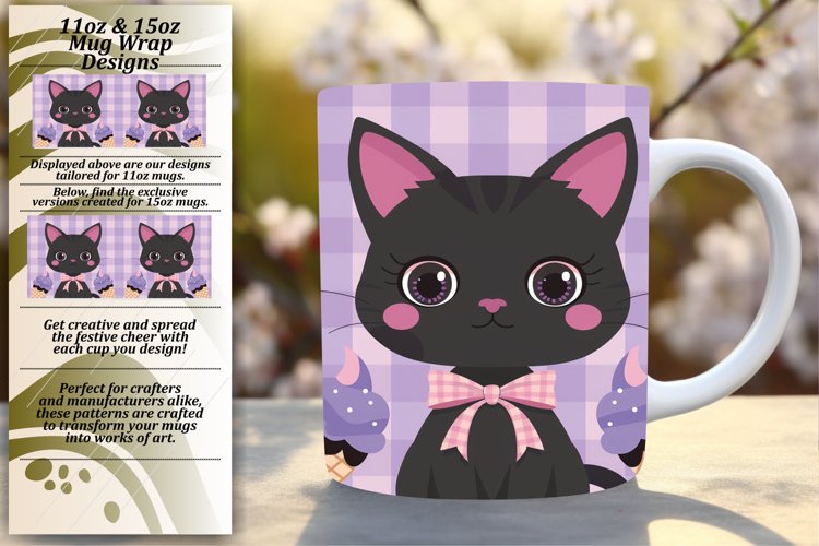 Playful Cat 11oz/15oz Mug Wrap Design PNG