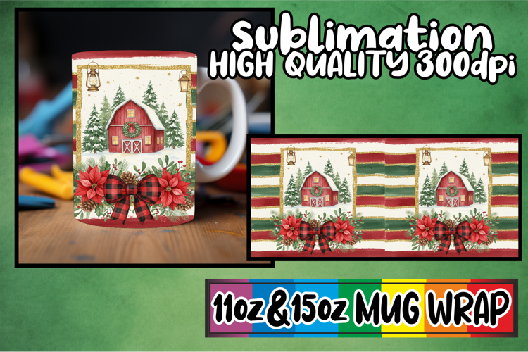 Luminous vibes sublimation mug wrap, Christmas