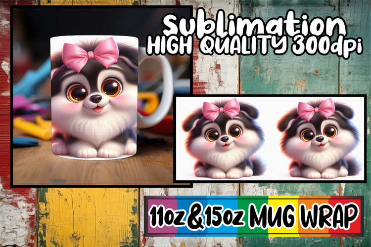 Serene thoughts 11oz 15oz sublimation wrap, 3D Dog