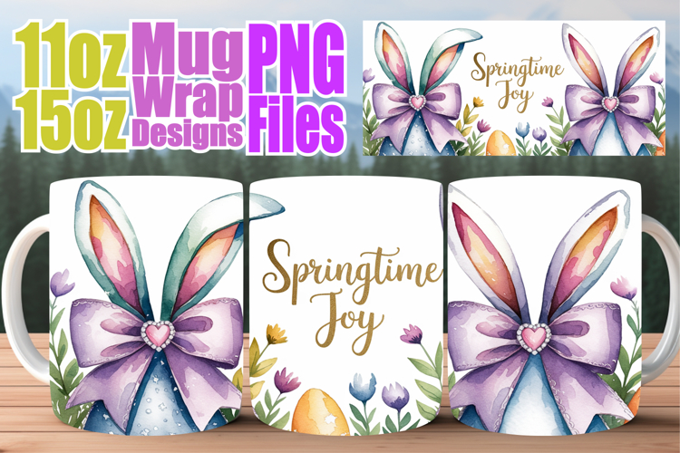 Dreamy nights sublimation mug wrap, Easter Bow