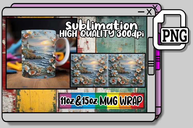 Spring Awakening: 3D Flower Pattern Mug Wrap example image 1