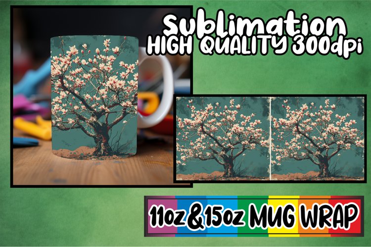 Spring Delight with Tree Mug Wraps Sublimation