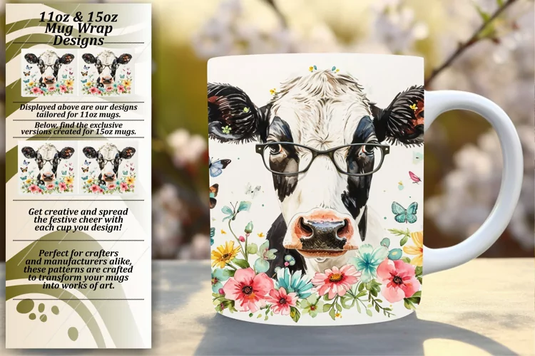 Springtime Bovine Serenity Mug Wrap