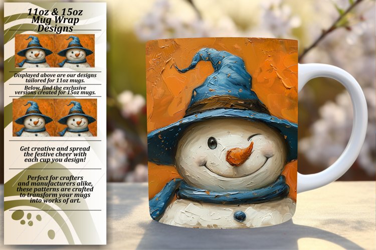 Snowman Wrap Sublimation Christmas Mug 11oz 15oz Design