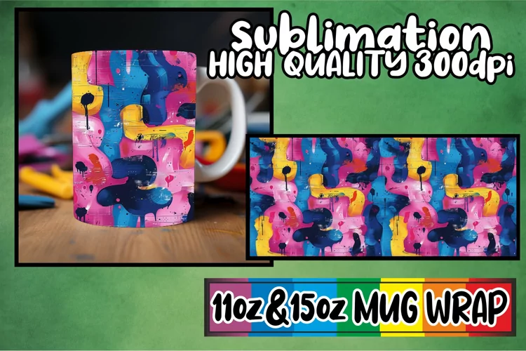 Spring Graffiti Mug Wrap Design for 11oz/15oz