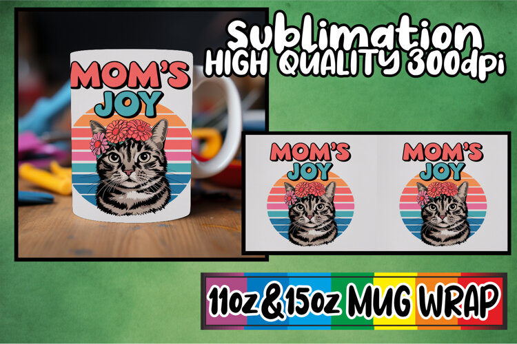 Joyful moments 11oz 15oz mug wrap, Cat Lover example image 1