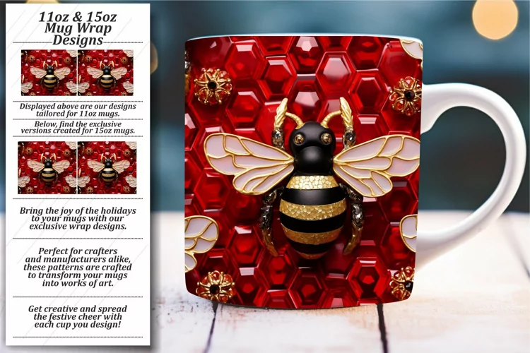 Glossy Butterfly Symphony: Mug Wrap 11oz 15oz