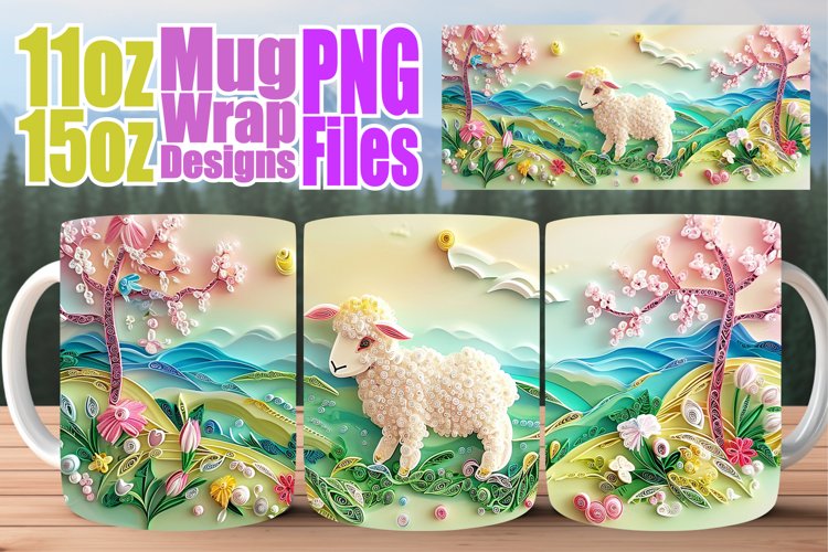 Colorful Easter 3D Mug Design - 11oz 15oz, Happy Vibes