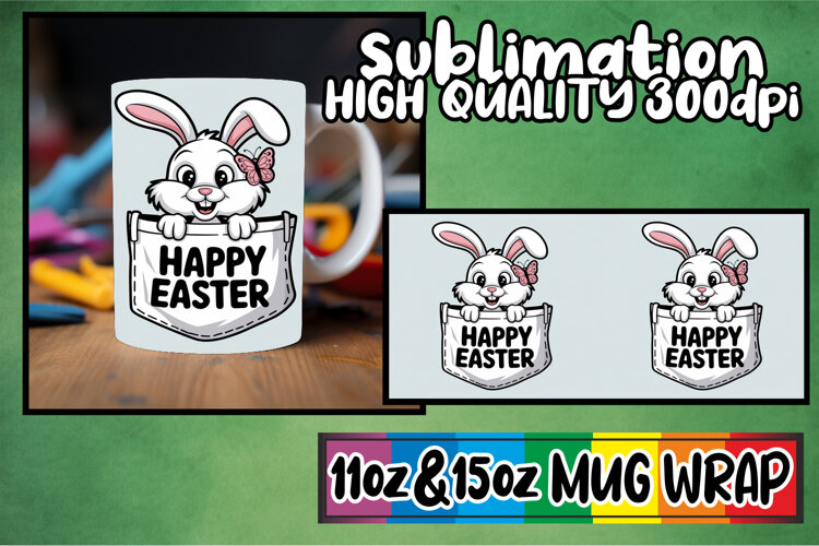 Unique charm 11oz 15oz sublimation wrap, Easter Animals example image 1