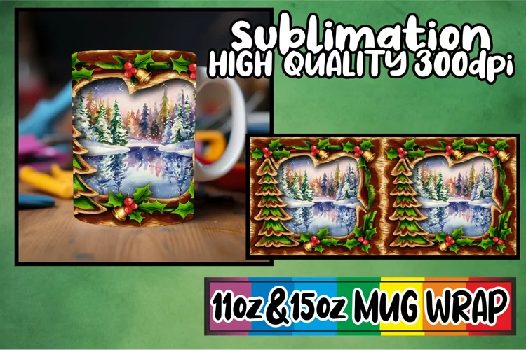 Lively spirit 11oz 15oz mug wrap, Christmas