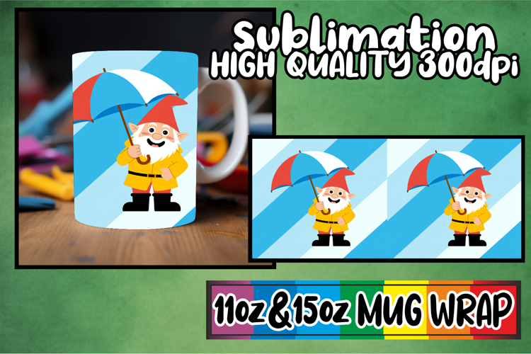 Sunshine bliss sublimation mug wrap, Gnomes