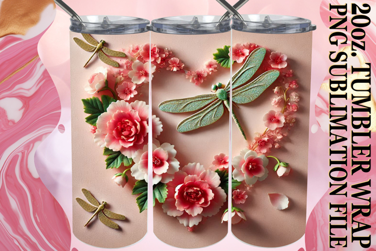 Bright journeys 20oz tumbler wrap, 3D Heart