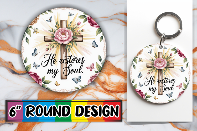 Playful Circle Car Coaster Sublimation, Religious