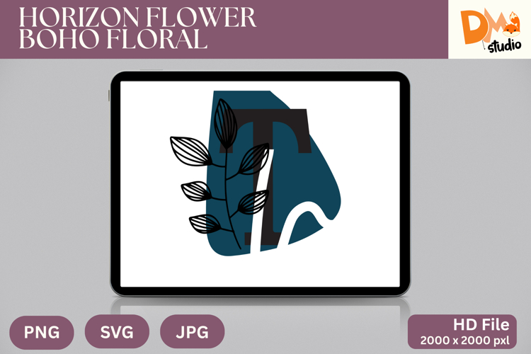 Horizon Flower Boho Floral Monogram