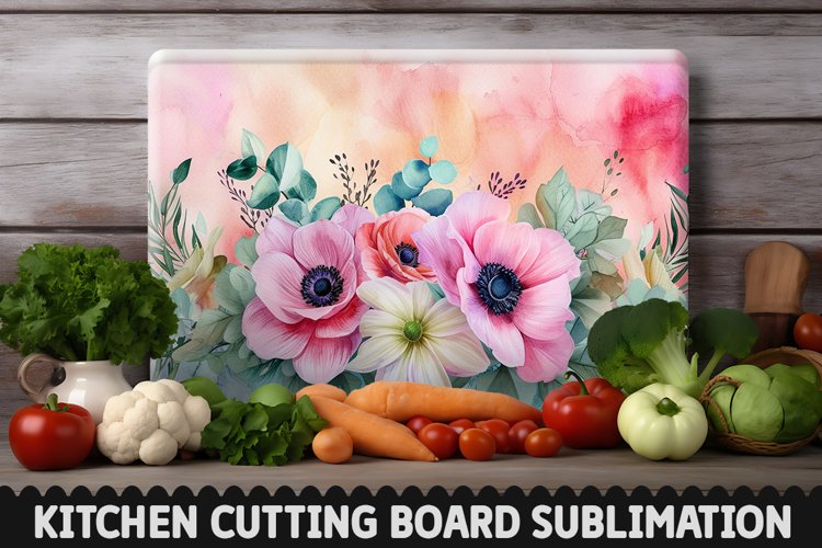 Cutting Board Sublimation Design - Flowers Sublimation PNG