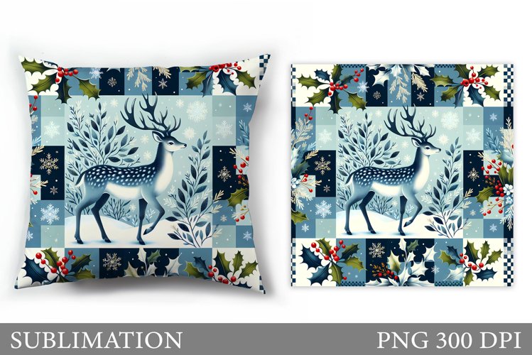 Christmas Deer Pillow Design. Christmas Pillow Sublimation example image 1