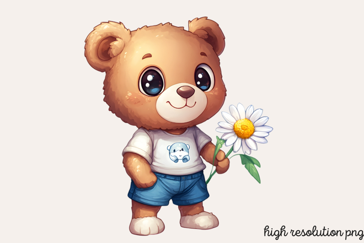 Cute Animals Daisy Flowers Clipart