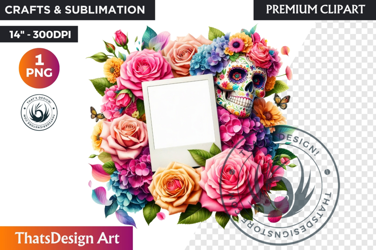 Pastel Floral Day of the Dead Clipart PNG,sugar skull design