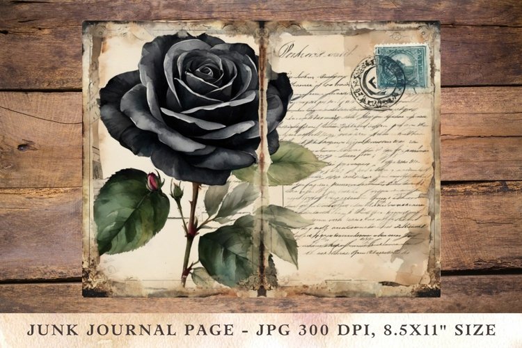 Printable Junk Journal Pages black rose 5