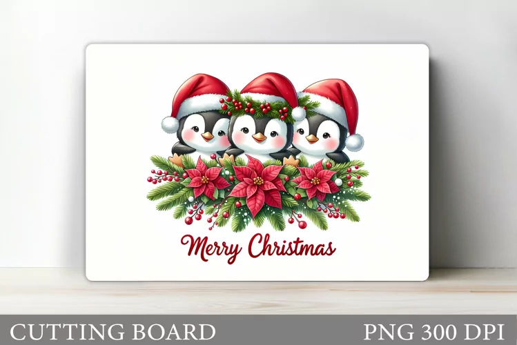 Penguin Cutting Board. Christmas Cutting Board Sublimation