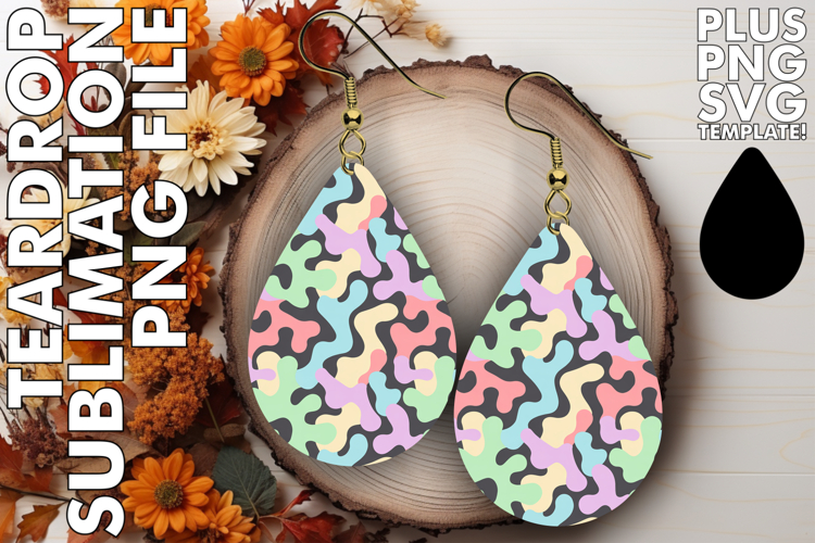 Stylish Teardrop Earrings Ideas PNG, Funky Pattern