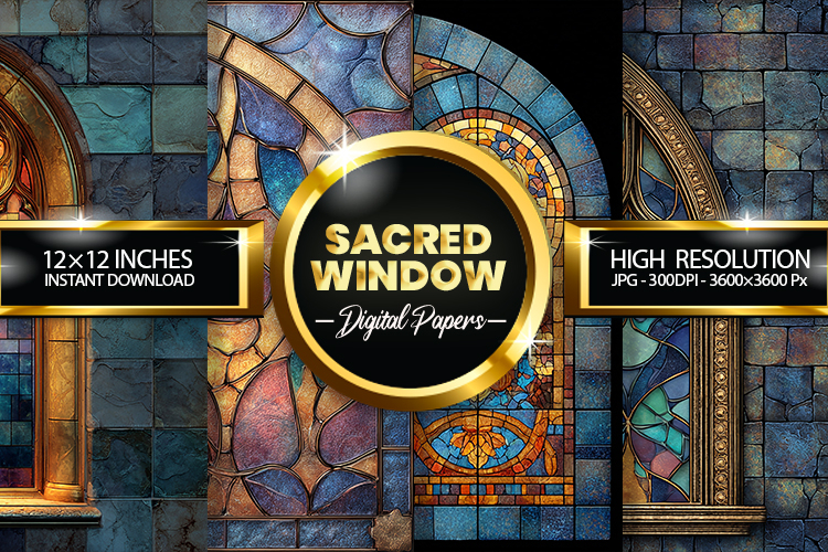 Sacred Window Digital Papers - 04 variations