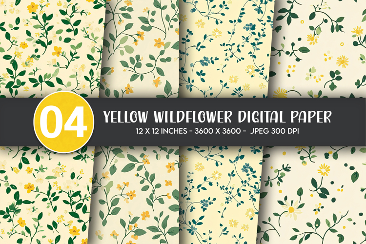 Yellow Wildflower Digital Paper example image 1