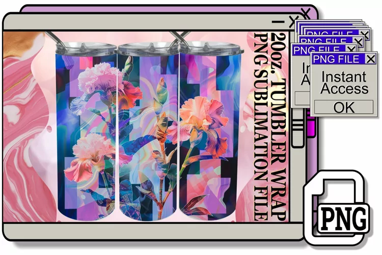 Playful Spring Petals Pattern Wrap for 20oz Tumbler