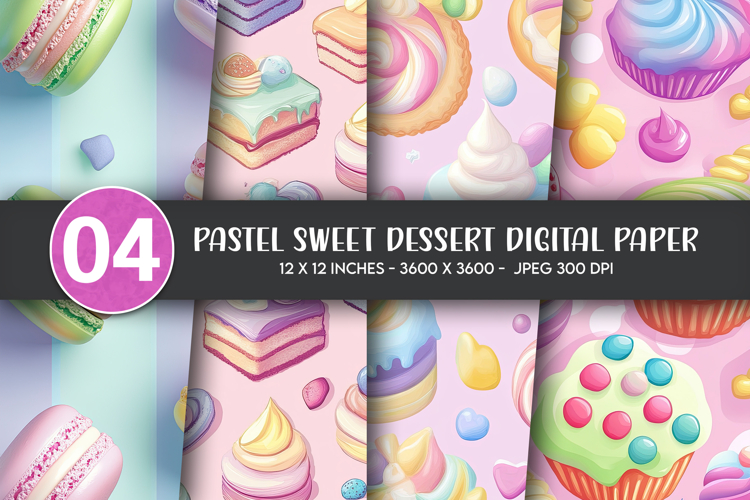 Pastel Sweet Dessert Digital Paper example image 1