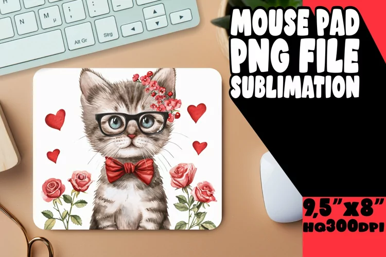 Cheerful Cat Design Desk Mat
