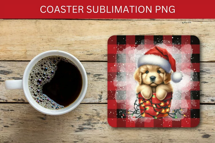 square coaster - puppy in the mug