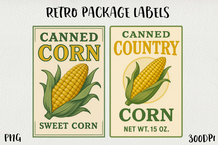 Vintage Food Label PNG Retro Pantry & Packaging Clipart.