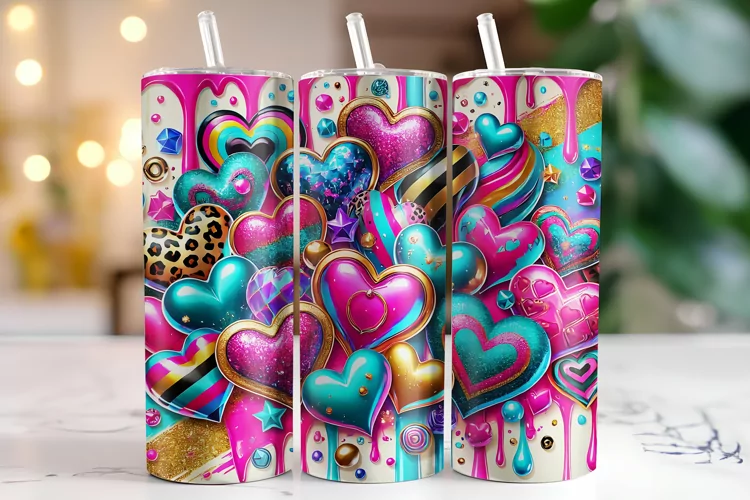 Hearts Tumbler Wrap | Sublimation | Tumblers