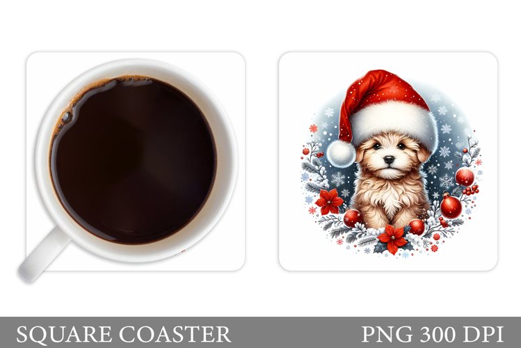 Cute Dog Coaster Design. Christmas Coaster Sublimation