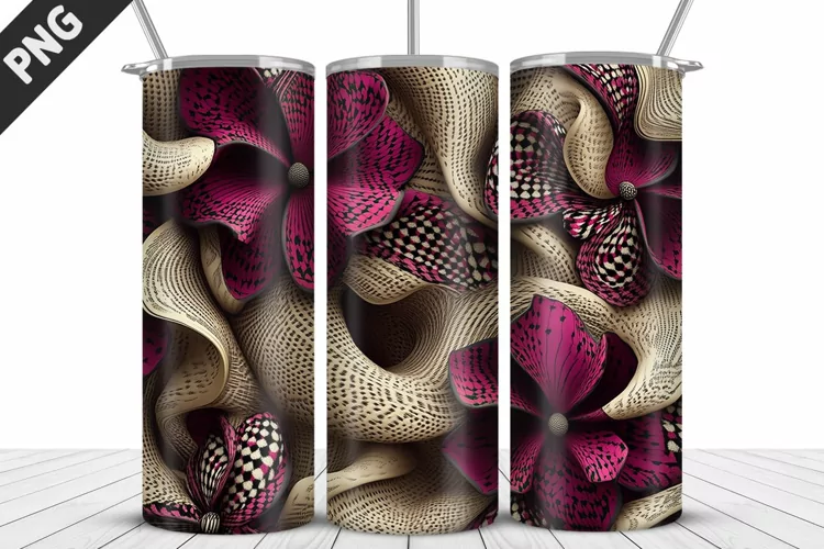 3D Daisy Flowers 20oz Tumbler Wrap | Sublimation Design