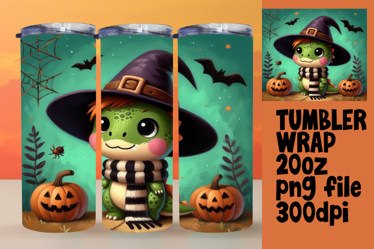 HIGH-QUALITY 20oz Tumbler PNG , Halloween Dino