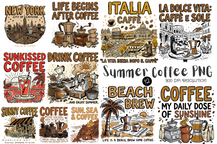 Summer Coffee PNG Sublimation