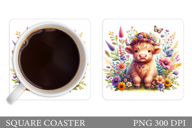 Cute Cow Coaster Design. Spring Cow Coaster Sublimation