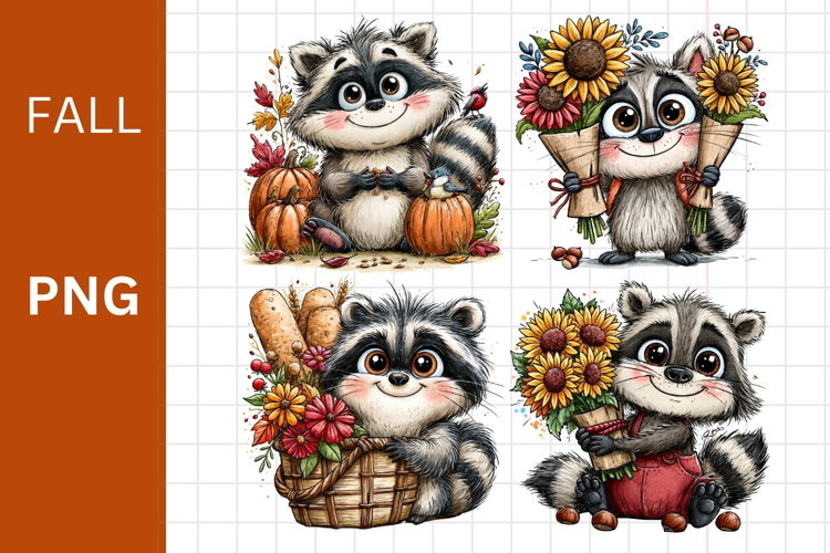 Fall PNG, Raccoon PNG, Halloween PNG,