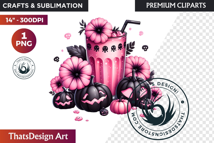 Pastel Goth Halloween Drinks - Kawaii Spooky Clipart PNG