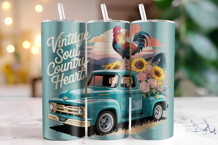 Vintage Soul Country Heart Tumbler Wrap | Sublimation