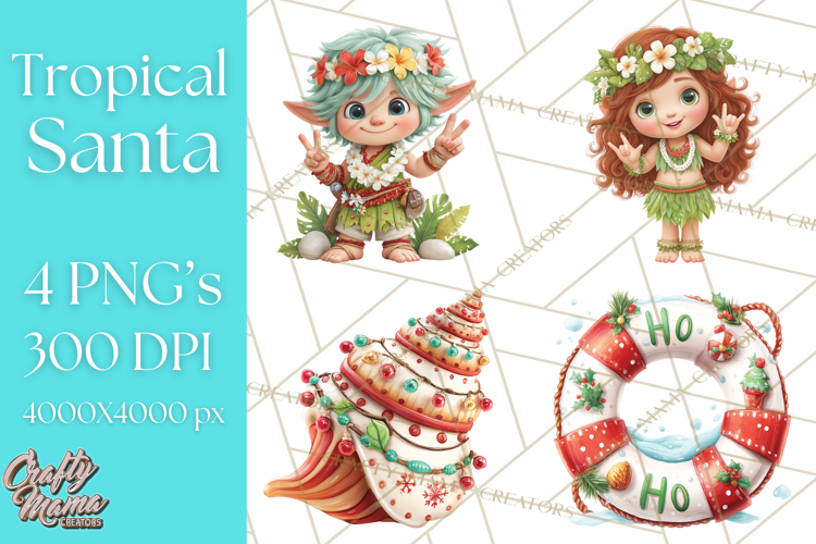 Tropical Santa Clipart Beach Christmas Clip Art Holiday PNG