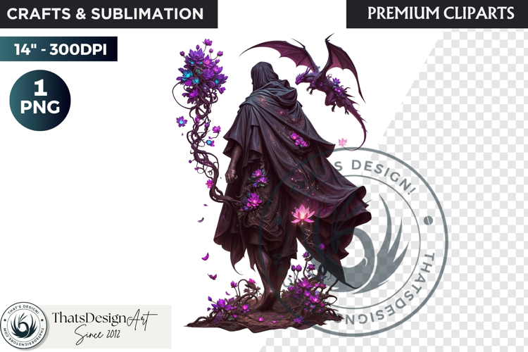 Fantasy Dragon wizard clipart, sorcerer, spellcaster, mage