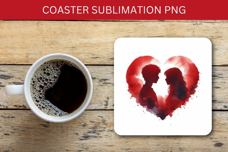 valentine square coaster - couple heart