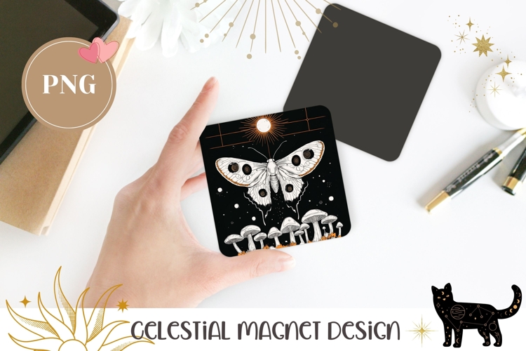 Butterfly Magnet Print, Celestial Moon Magnet Template