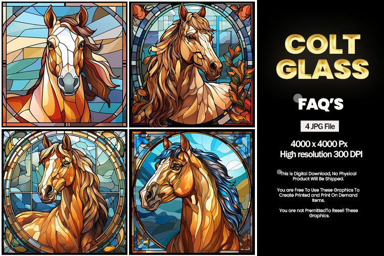 Colt Stained Glass Square Coaster - 04 Variations example image 1