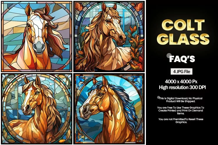 Colt Stained Glass Square Coaster - 04 Variations