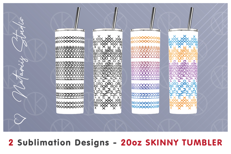 2 Adults Hidden Message Patterns - 20oz Skinny Tumbler