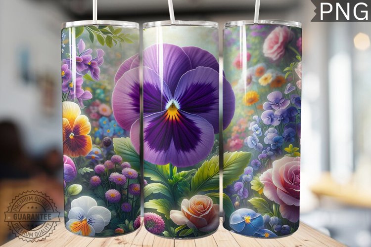 Pansy Flower Tumbler Wrap - Tumbler Design example image 1