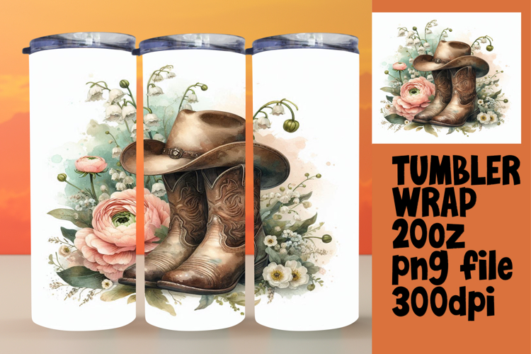 Handcrafted 20oz Tumbler Design , Western